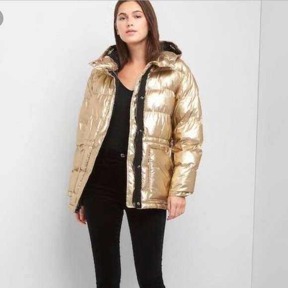 gap metallic puffer jacket